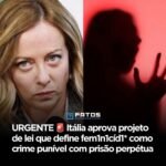 🚨 URGENTE: Itália aprova por unanimidade um projeto de lei que define feminicídio como crime punível com prisão perpétua, em medida celebrada pela primeira-ministra Giorgia Meloni. 🚨 URGENTE: Itália aprova por unanimidade um projeto de lei que define feminicídio como crime punível com prisão perpétua, em medida celebrada pela primeira-ministra Giorgia Meloni.